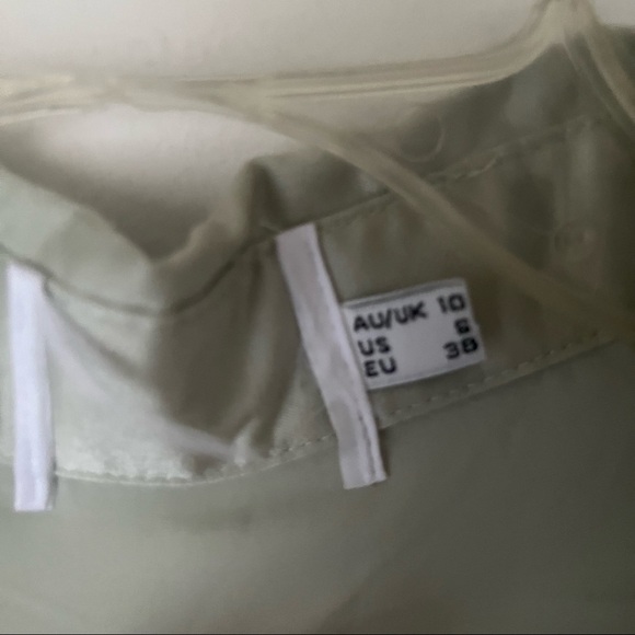 Princess Polly Sari Green Satin Long Sleeve Collared Mini Dress 6 - Picture 6 of 9